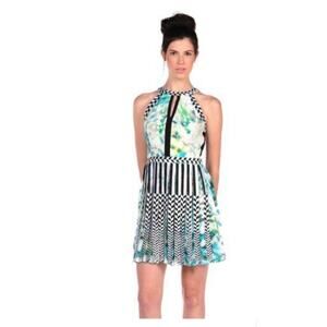 Parker Pleated Halter Selita Midi Dress Sz M